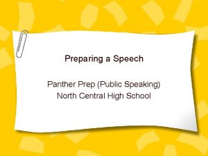 Preparing a Speech Panther Prep Public Speaking North