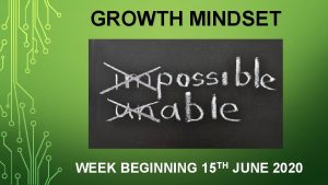 GROWTH MINDSET WEEK BEGINNING 15 TH JUNE 2020