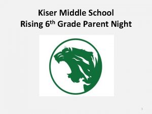 Kiser Middle School Rising 6 th Grade Parent