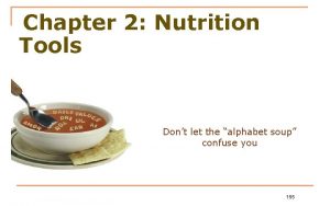 Chapter 2 Nutrition Tools Dont let the alphabet