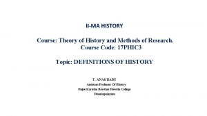 IIMA HISTORY Course Theory of History and Methods