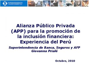 Alianza Pblico Privada APP para la promocin de