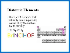 Diatomic Elements There are 7 elements that naturally
