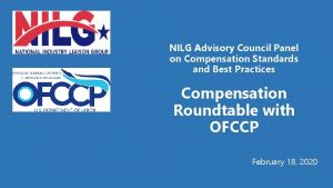 NILG Advisory Council Panel on Compensation Standards and