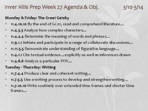 Inver Hills Prep Week 27 Agenda Obj 310