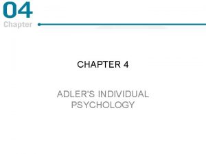 CHAPTER 4 ADLERS INDIVIDUAL PSYCHOLOGY Concepts and Principles