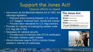 Support the Jones Act Oppose efforts to repeal