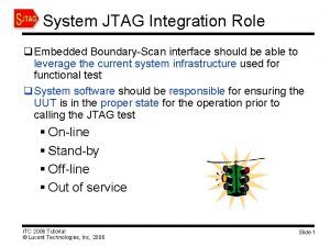 System JTAG Integration Role q Embedded BoundaryScan interface