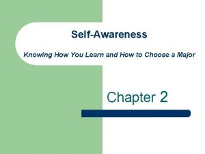 SelfAwareness Knowing How You Learn and How to