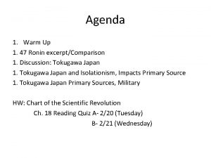 Agenda 1 Warm Up 1 47 Ronin excerptComparison