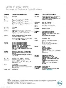 Vostro 14 3000 3400 Features Technical Specifications Feature