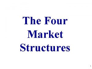 The Four Market Structures 1 Four Market Structures