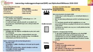 Jaarverslag medezeggenschapsraad MR van Dijckschool Bilthoven 2018 2019