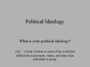 Political Ideology What is your political ideology Def