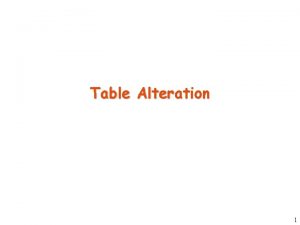 Table Alteration 1 Altering Tables Table definition can