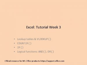 Excel Tutorial Week 3 Lookup tables VLOOKUP COUNTIF