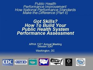 Public Health Performance Improvement How National Performance Standards