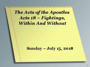 The Acts of the Apostles Acts 18 Fightings