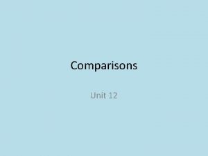 Comparisons Unit 12 COMPARISONS ermore than Short adjectives