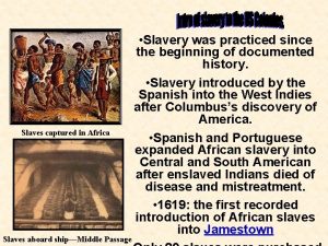Slaves captured in Africa Slaves aboard shipMiddle Passage