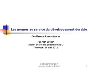 Les normes au service du dveloppement durable Confrence