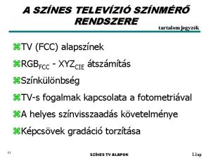 A SZNES TELEVZI SZNMR RENDSZERE tartalomjegyzk z TV