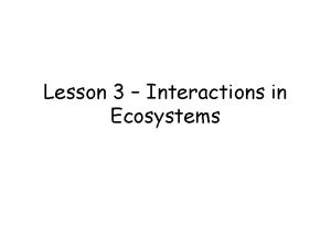 Lesson 3 Interactions in Ecosystems Ecological Niche An