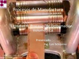 Procesos de Manufactura II Unidad II Procesos de