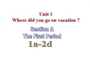 Unit 1 Where did you go on vacation