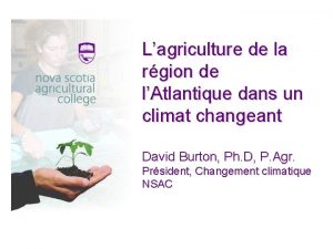 Lagriculture de la rgion de lAtlantique dans un