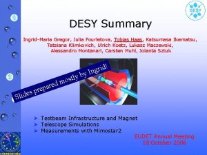 DESY Summary IngridMaria Gregor Julia Fourletova Fourletova Tobias