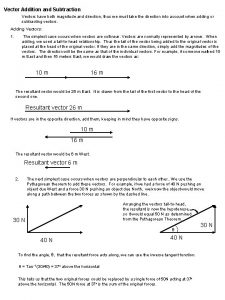 Vector Addition and Subtraction Vectors have both magnitude