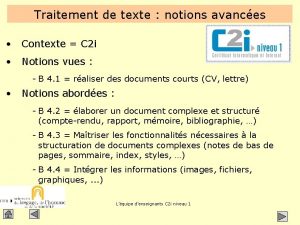 Traitement de texte notions avances Contexte C 2