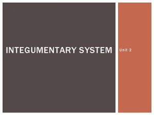 INTEGUMENTARY SYSTEM Unit 2 INTRODUCTION TO INTEGUMENTARY No