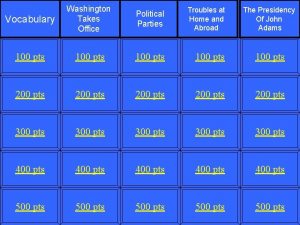 Vocabulary Washington Takes Office Political Parties Troubles at