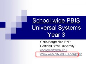 Schoolwide PBIS Universal Systems Year 3 Chris Borgmeier