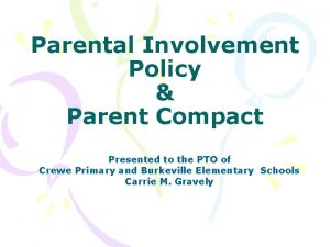 Parental Involvement Policy Parent Compact Presented to the