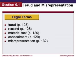 Section 6 1 Fraud and Misrepresentation Legal Terms