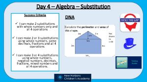 Day 4 Algebra Substitution Success Criteria I can