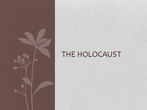 THE HOLOCAUST VOCABULARY The Final Solution Hitler and