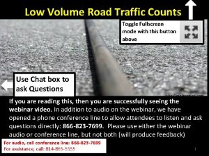 Low Volume Road Traffic Counts Toggle Fullscreen mode