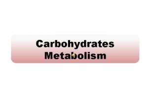 Carbohydrates Metabolism TOPICS Minor pathways for glucose metabolism