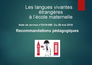 Les langues vivantes trangres lcole maternelle Note de