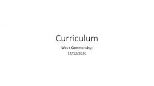 Curriculum Week Commencing 14122020 This Week Day 1