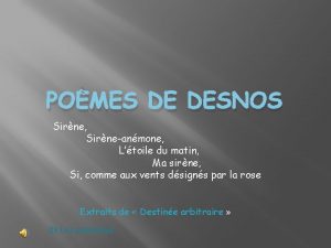 POMES DE DESNOS Sirne Sirneanmone Ltoile du matin