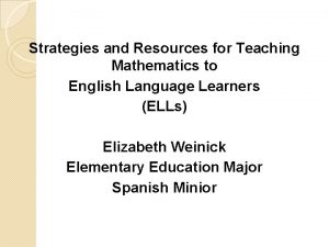 Strategies and Resources for Teaching Mathematics to English