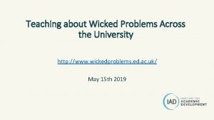 Teaching about Wicked Problems Across the University http