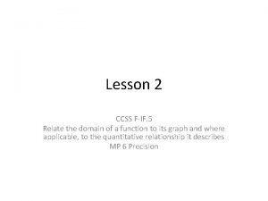Lesson 2 CCSS FIF 5 Relate the domain