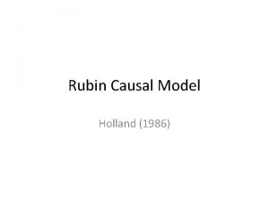 Rubin Causal Model Holland 1986 Holland PW 1986