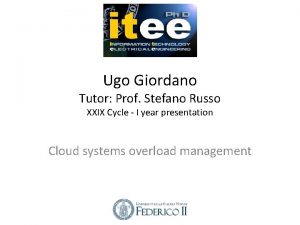 Ugo Giordano Tutor Prof Stefano Russo XXIX Cycle
